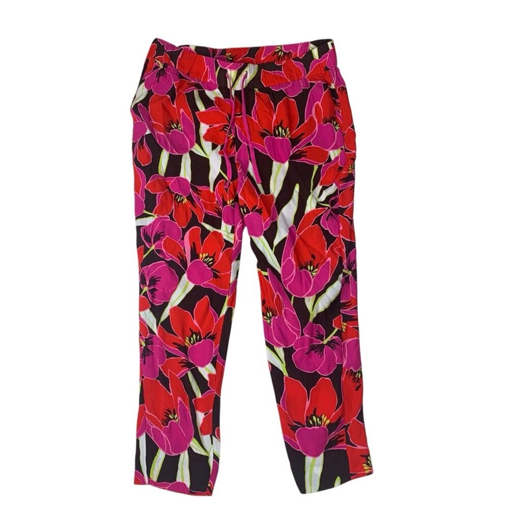 Kate Spade size 6 Red Pink Floral Pants tropical Hutton Rio de Janeiro farm - Picture 2 of 11